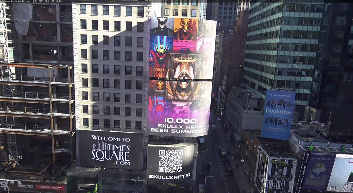 SkullxNFT's tweet photo. Skullx is on a billboard in Times Square! 🔥 #NFTNYC https://t.co/yL0tNcxmTe