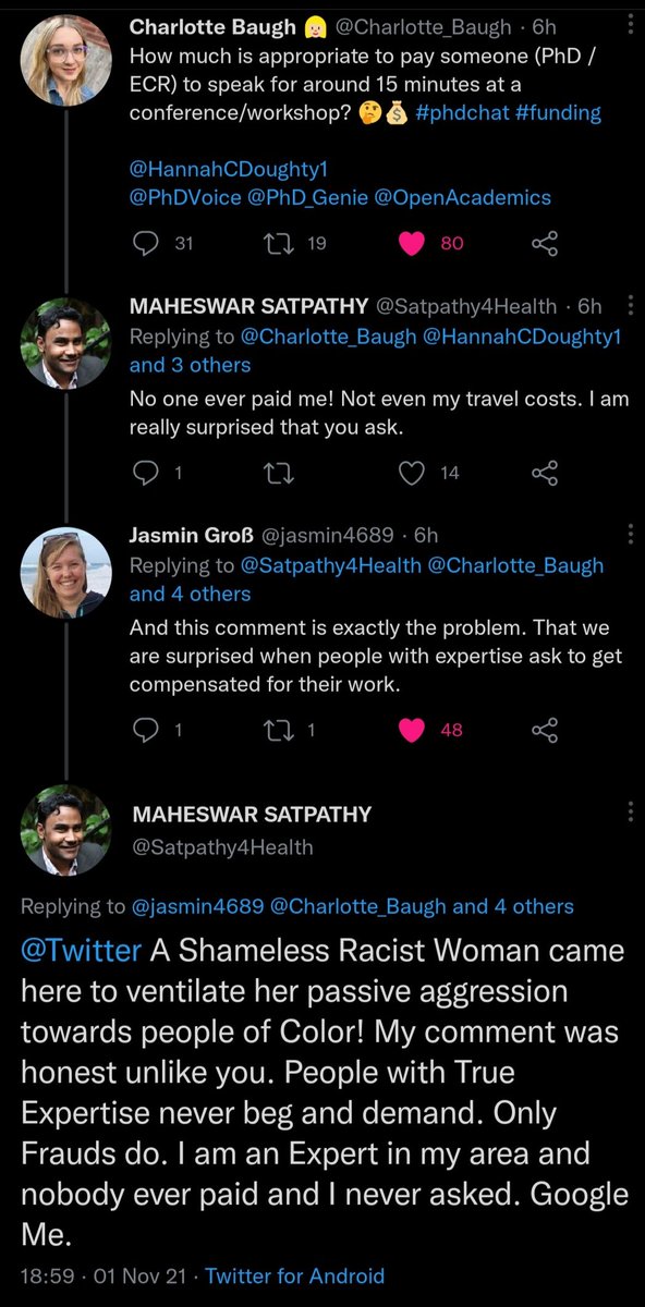skaushik2025's tweet image. Why do ppl intentionally hurt others?
Instead of supporting a cause or saying something constructive (to @jasmin4689), he choose to play fake victim card &amp;amp; then boasted about his credentials (google me!).
@AcademicChatter @ResearcherAcad @PhDVoice @OpenAcademics @hapyresearchers