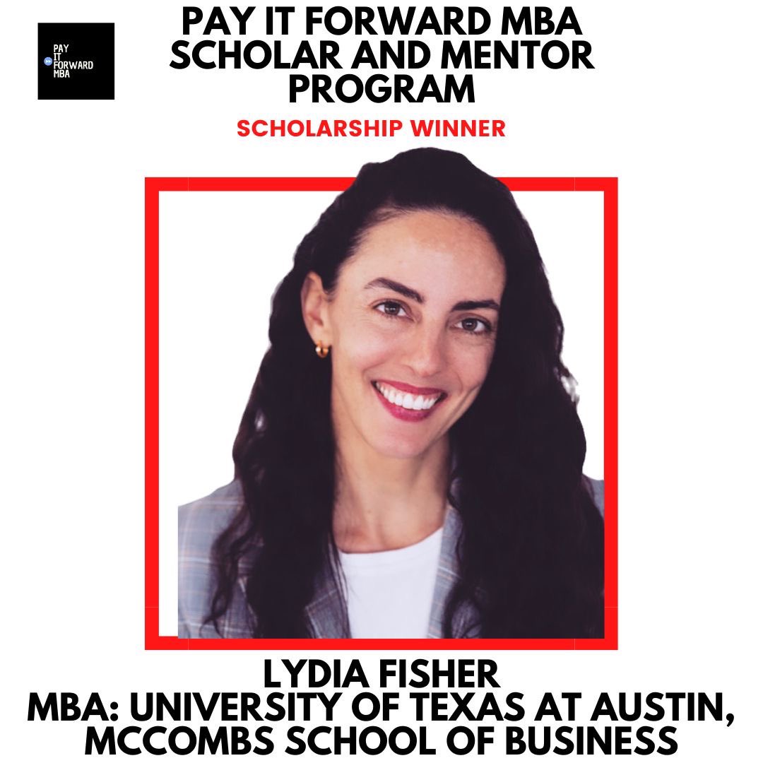 PayItForwardMBA's tweet photo. Scholar Spotlight: Meet Lydia Fisher, a current student at Texas McCombs School of Business and Pay It Forward MBA Class of 2023 Scholar! Congratulations, Lydia!

#PayItForward #PayItForwardMBA #Scholar #Mentor #MBA https://t.co/6Ho1HaCYag