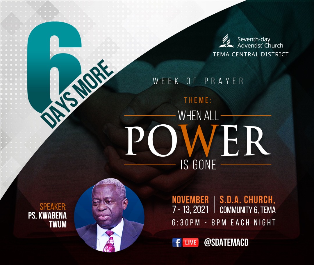 sdatemacd's tweet photo. It's going to be one week of prayer and the Study of the word of God.

Maranatha!!!!!

@tmcadventists @meridianghsda @mghcyouth 
@hopetvgh @3abn https://t.co/sznGciiwlx