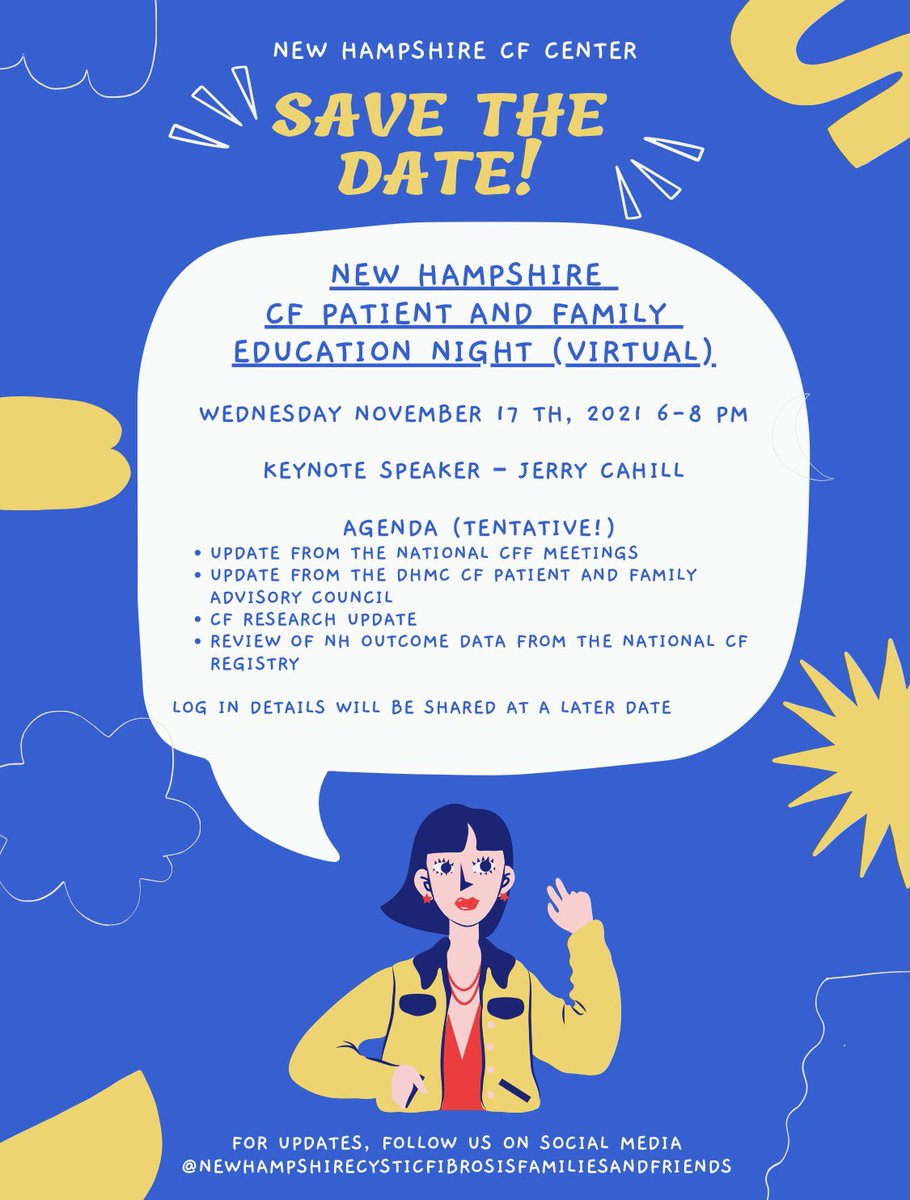 nh_cf_pfac's tweet photo. Save the date, nov 17th  for our CF Education night! #pfac #cysticfibrosis #cfeducationnight https://t.co/mk66wtscFq