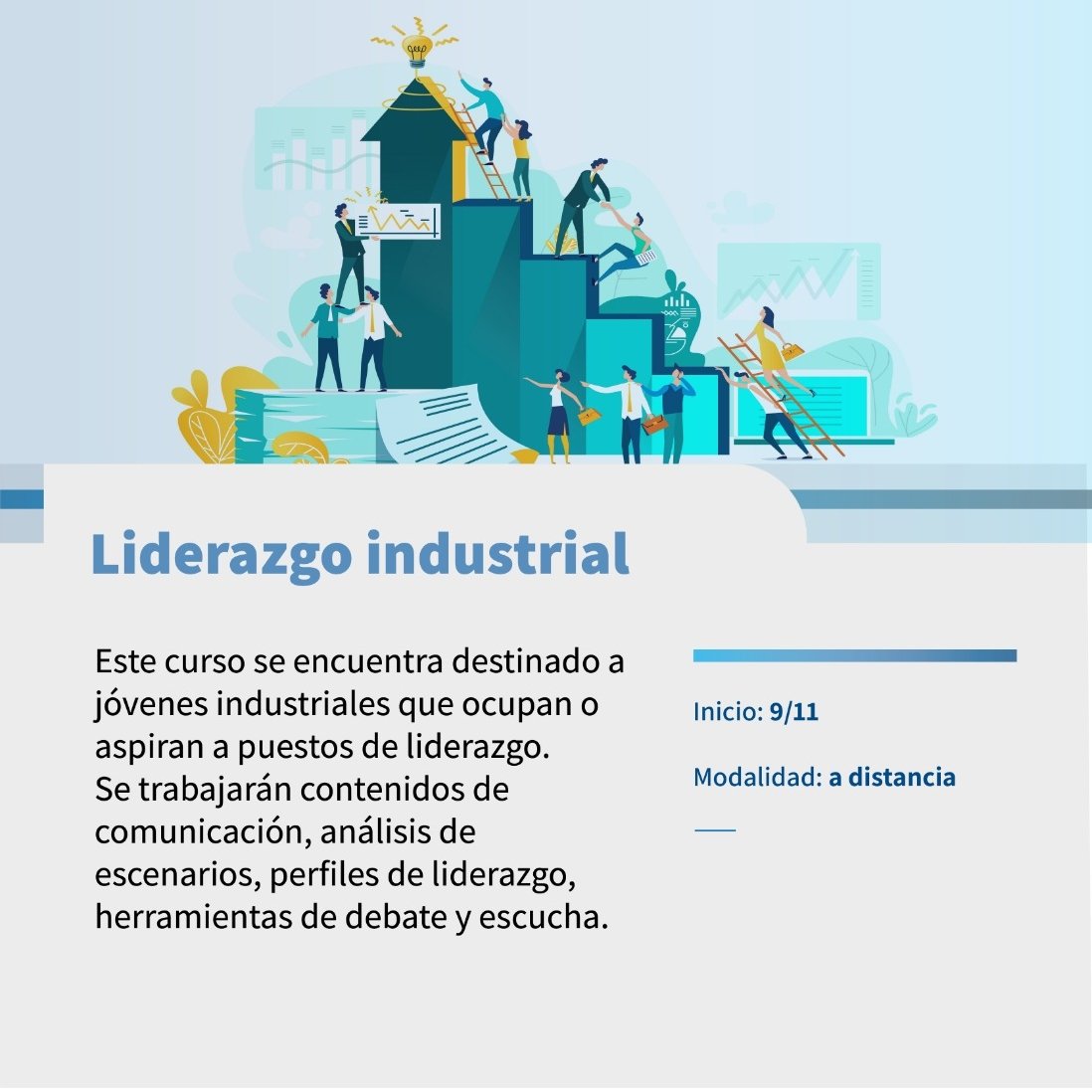 ADIMRAjoven's tweet photo. Estamos convocando a jovenes industriales a participar del Curso de Liderazgo Industrial que organizamos en ADIMRA joven. 🥂🥳🙏 el link para las inscripciones es el siguiente: https://t.co/STOhxuFpXu https://t.co/SKnIuDWjRH