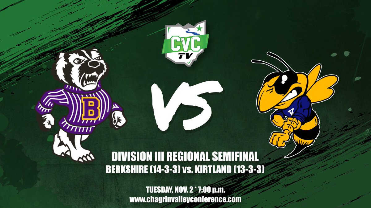 CVC_Athletics's tweet photo. CVC TV will live stream the regional semifinal between @Kirtland_Soccer and @BHSBadgerDen #CVCSoccer #CVCTV https://t.co/5lZTidTd0q @kirtlandsports https://t.co/4KFGXFFf7m