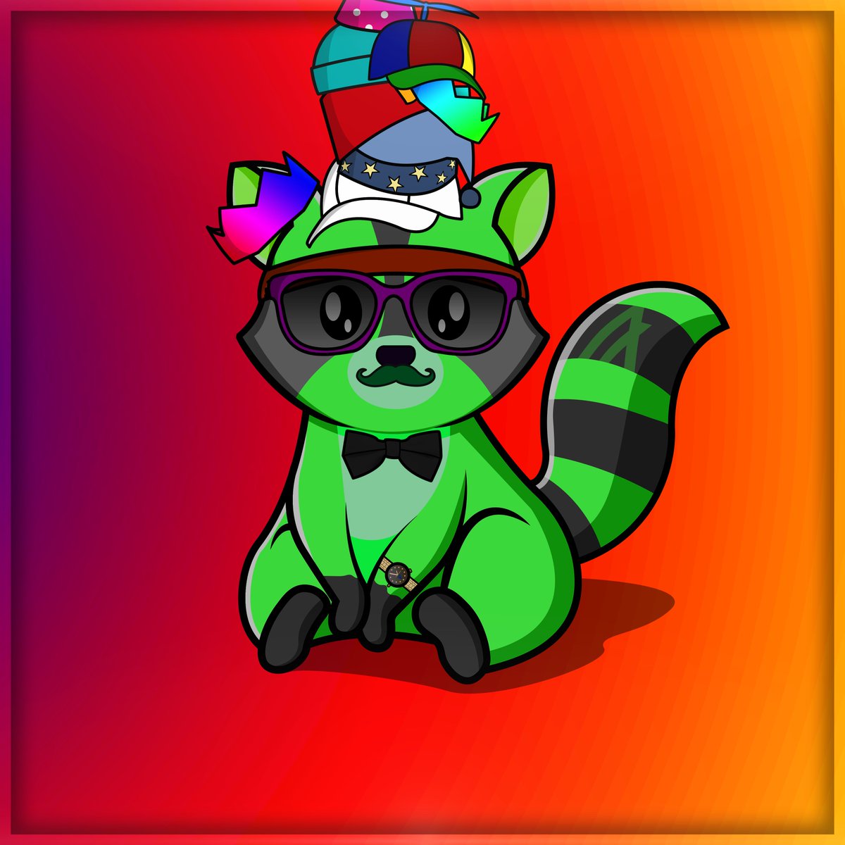 AlgoRaccs's tweet photo. #085 [R] - The Racc of many hats, hoarder of props. Give those back! https://t.co/TVBceRadMz