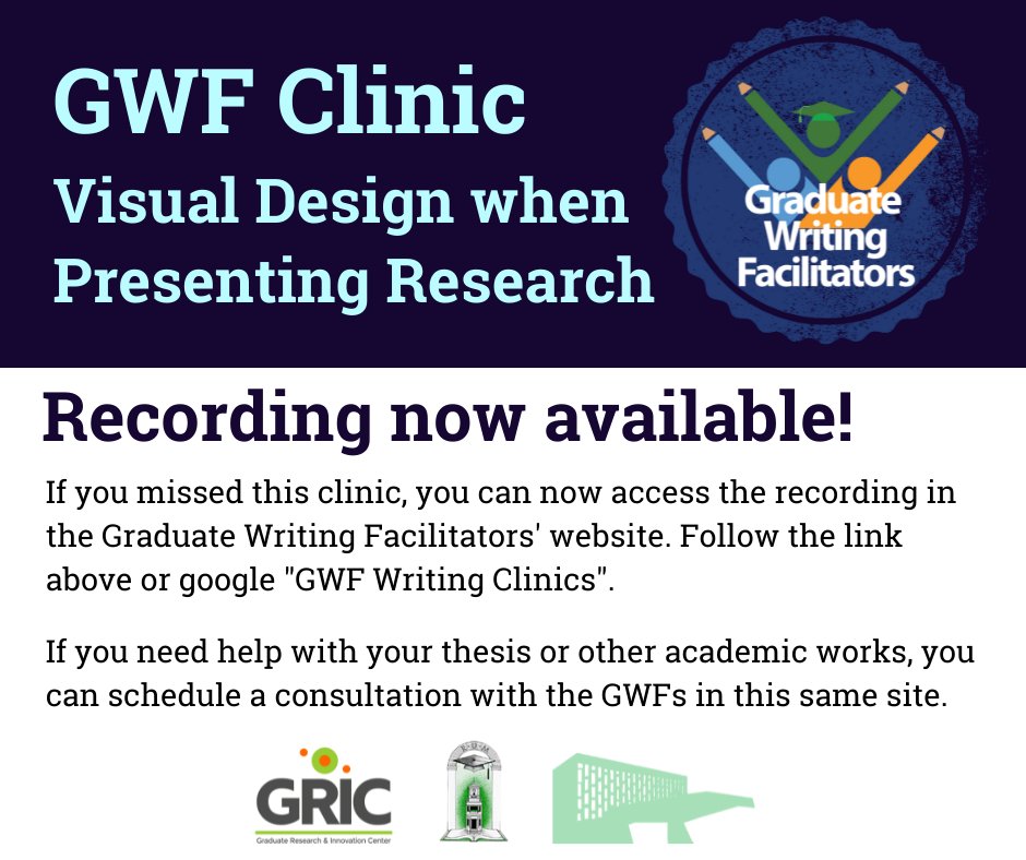 The recording of the GWFs' most recent clinic is now available online. Find it at youtube.com/watch?v=re2bzu…
To view other past GWF clinics, visit libguides.uprm.edu/writingclinics
<a href="/BibliotecaUPRM/">Biblioteca UPRM</a> @CEPRUM1 <a href="/ceegrum/">CEEG-RUM</a> <a href="/CEEGRUM_Oficial/">Consejo de Estudiantes Graduados - RUM</a>