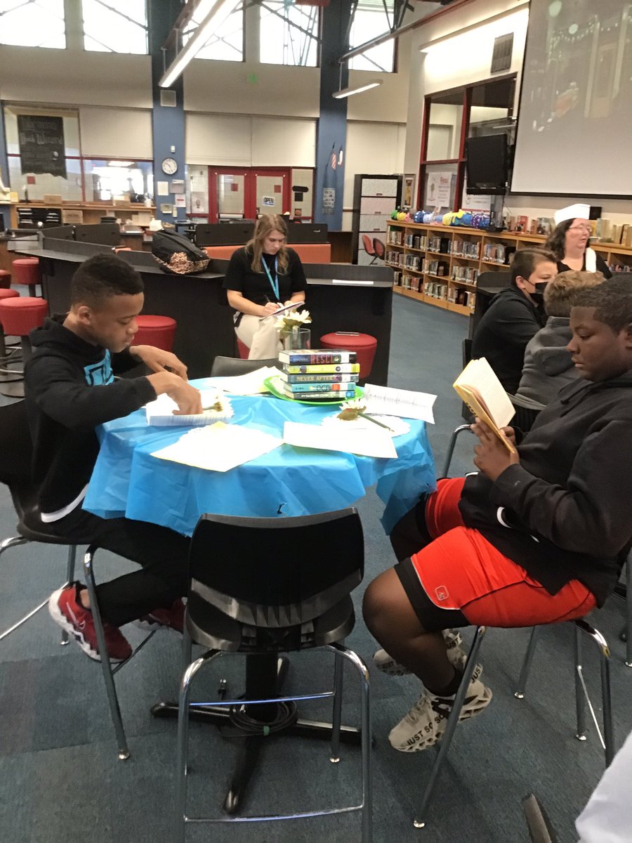 mmscardslibrary's tweet photo. We have successfully completed Day #3 of our MMS Library Cafe! Seventh grade students found some new, appetizing books to read! 
@mmscardslibrary @MMSCardinals @melissaisd #Read2Grow https://t.co/ilAvgZd2Ii