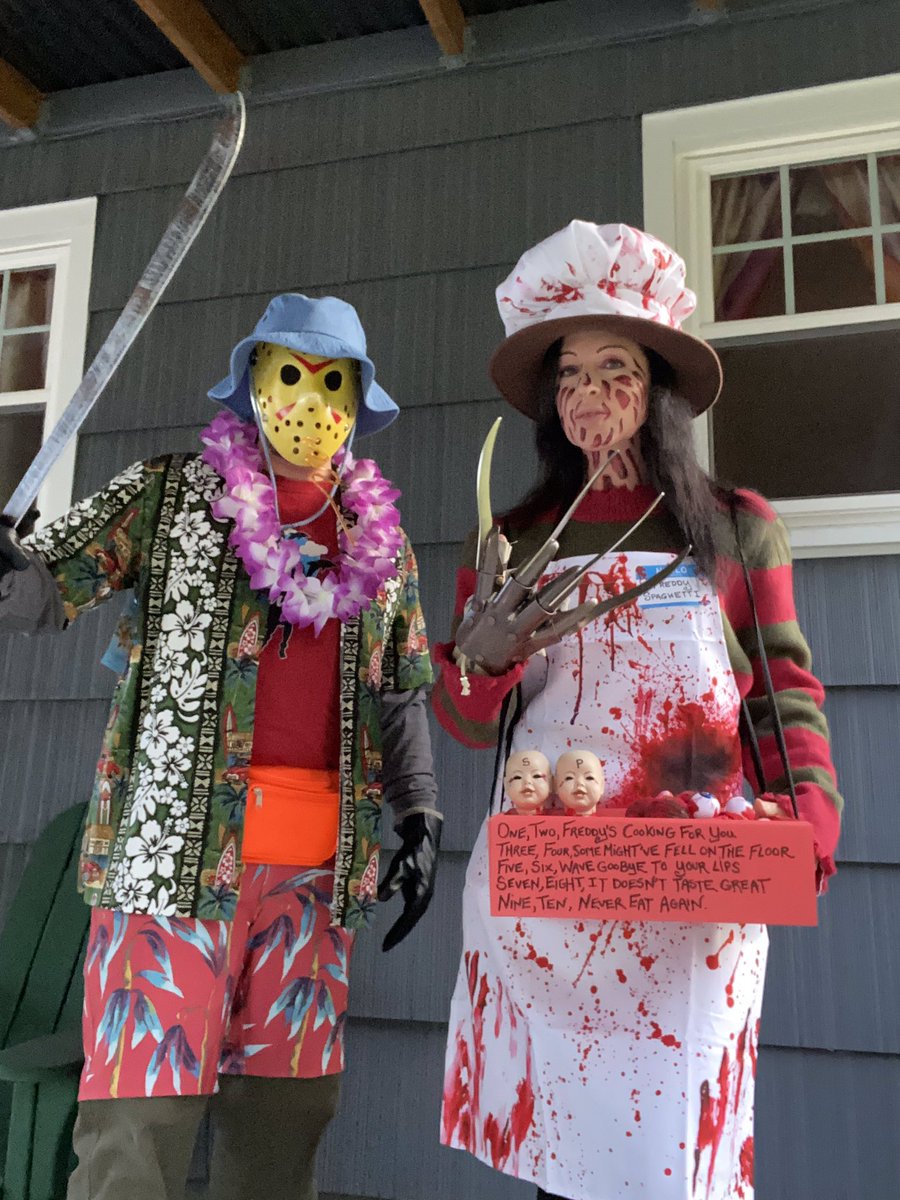 uterus1122's tweet photo. @cwotd my husband and myself as Jason on Vacation and Freddy Spaghetti. https://t.co/M3SIg2Mz15