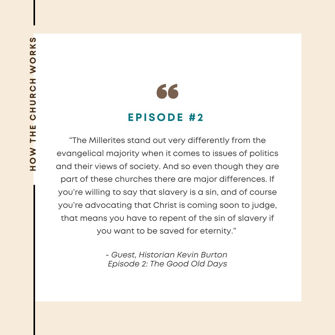 Many descriptions of the Millerites tend to focus on the events surrounding the Great Disappointment - but the Millerites’ belief in the soon return of Jesus affected their social and political views, too.

Listen to episode two, “The Good Old Days,” to learn more. #LinkInBio