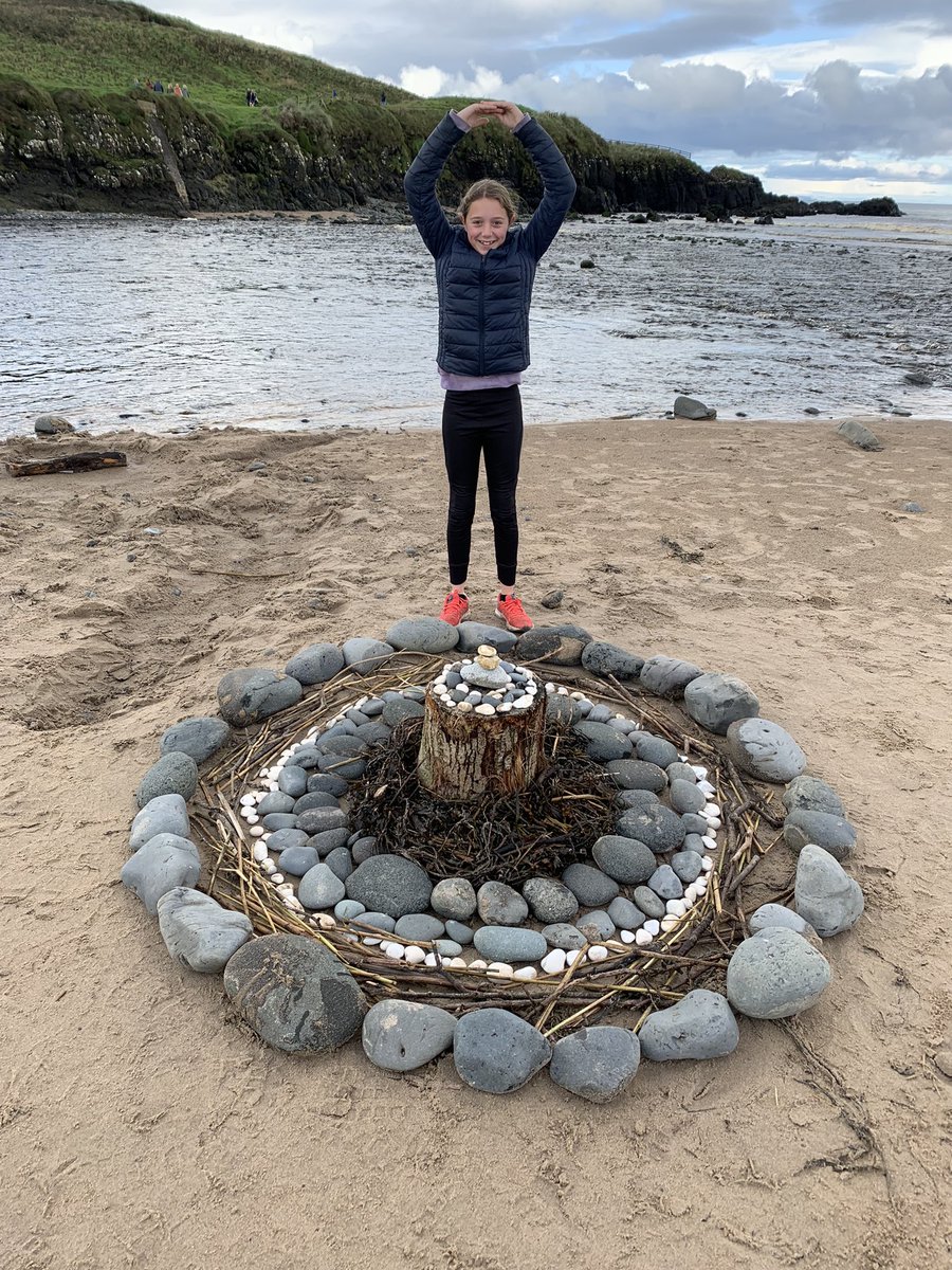 Wondering if my daughter’s outdoor art homework was inspired by a jellyfish, the circles at Lissanduff earthworks or #andygoldsworthy ?#portballintrae #runkerry <a href="/DiscoverNI/">Northern Ireland</a> @ILoveNorthCoast  

Either way hope you enjoy some tranquil half terms snaps!🐙🌊