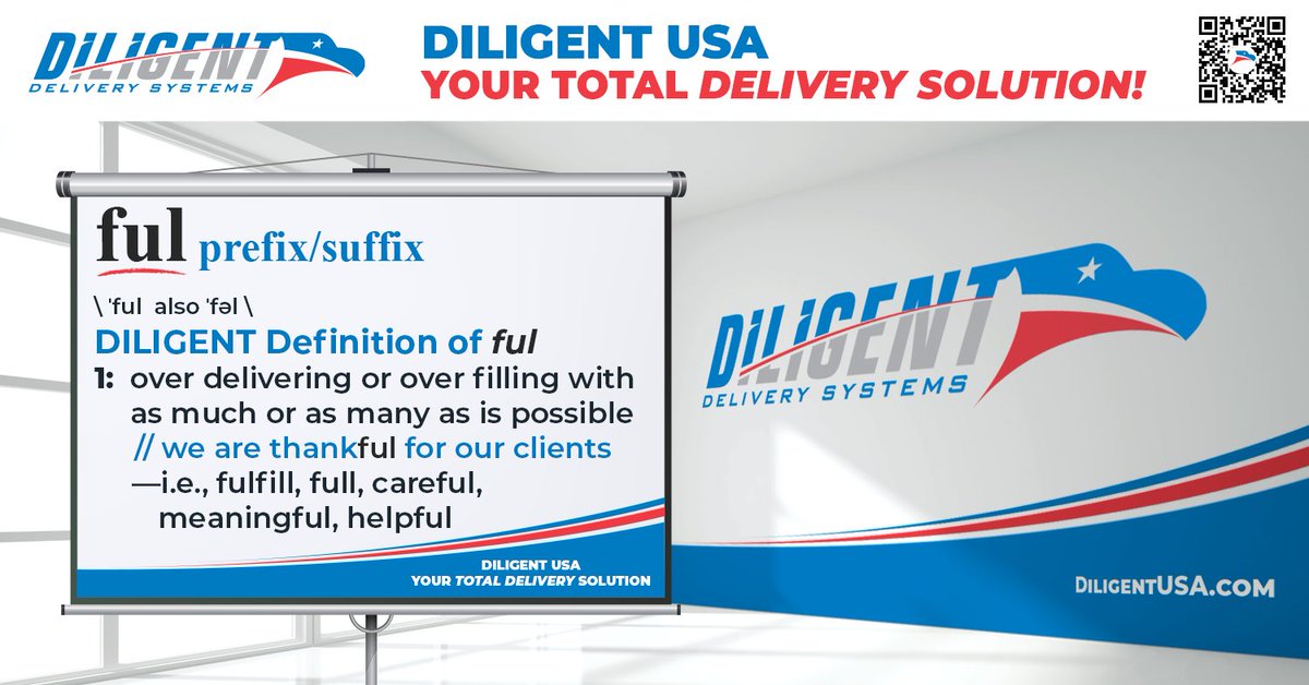 DiligentUSA's tweet photo. In the Spirit of Thankfulness for the Month of November, DILIGENT will explore the meaning of the word βful.β https://t.co/oiBPzgMeTQ #warehouse #hotshot #orderfulfillment #fleetmanagement #driveroutsourcing https://t.co/X7BkHKPXuK