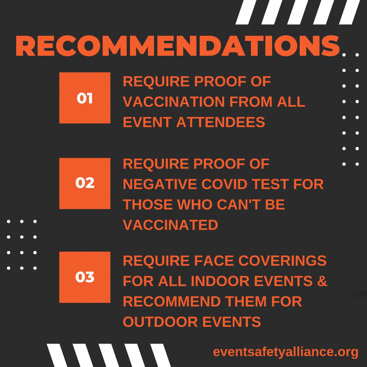 EventSafety4All's tweet photo. ICYMI: ESA released our latest Health and Safety Guidance for In-Person Events just a few weeks ago! 

Swipe to see our top three recommendations &amp; download the guide for free at https://t.co/f80xAeZ6WX. https://t.co/IWh4XUMd83