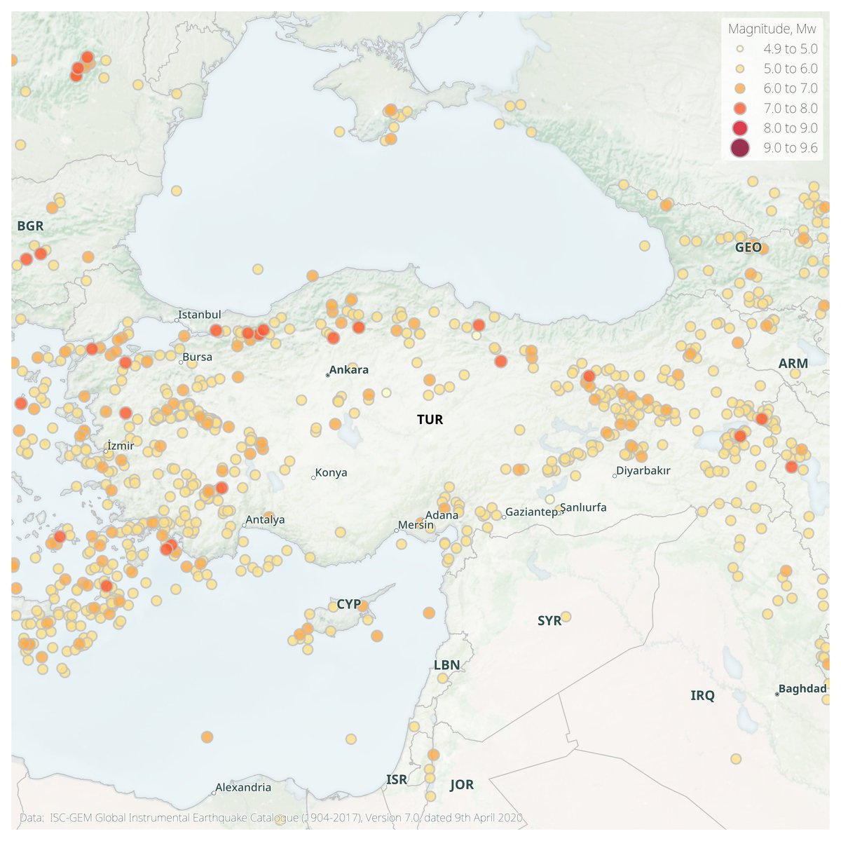 Nicole Paul (@nicopurr) on Twitter photo #30DayMapChallenge Day 1 - Points
My goal for participating in this challenge is to get more comfortable mapping in Python's #matplotlib. For today, I decided to work with a familiar dataset from <a href="/ISCseism/">International Seismological Centre (ISC)</a> and @GEMwrld on global earthquakes.
github.com/nicolepaul/30-… #30DayMapChallenge Day 1 - Points
My goal for participating in this challenge is to get more comfortable mapping in Python's #matplotlib. For today, I decided to work with a familiar dataset from <a href="/ISCseism/">International Seismological Centre (ISC)</a> and @GEMwrld on global earthquakes.
github.com/nicolepaul/30-…