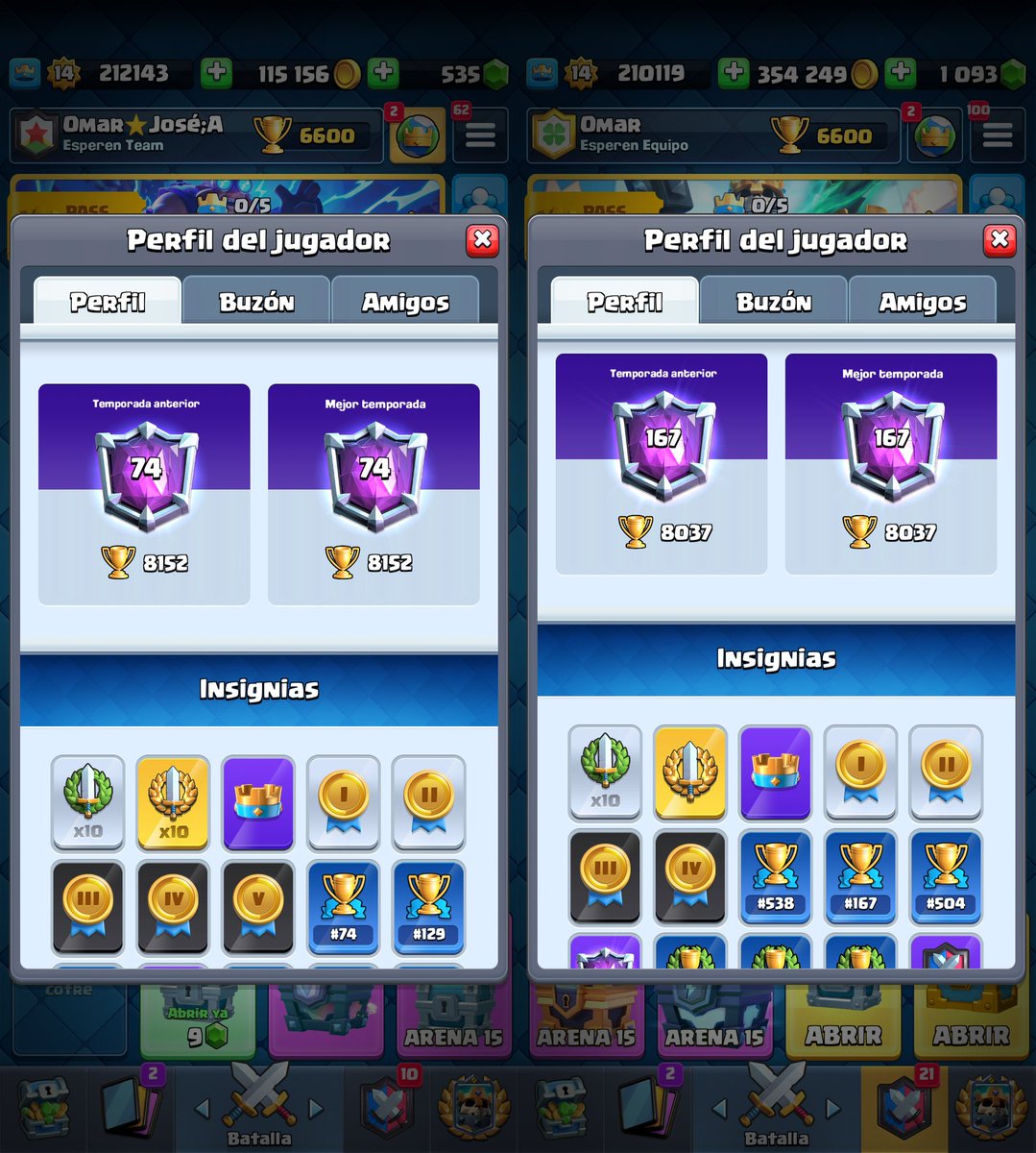 Después de mucho tiempo top 100 de nuevo y arriba de 8000 copas con las dos cuentas 🤠