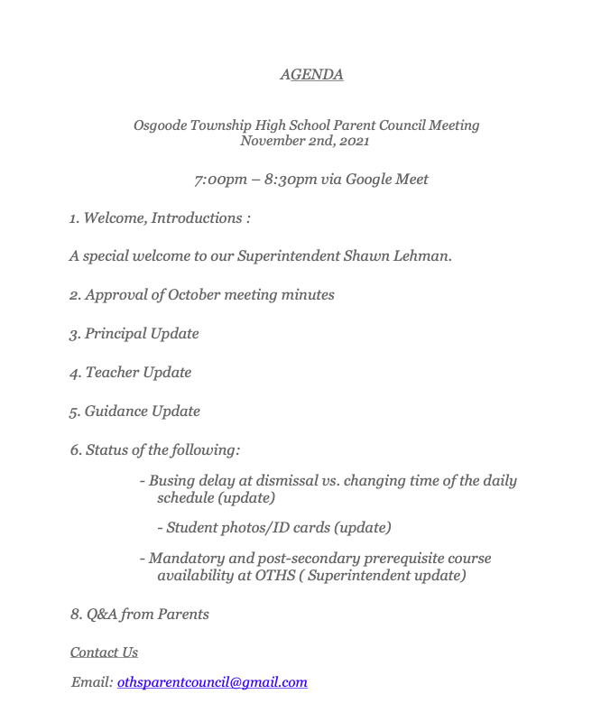 OTHS Parent Council tweet media