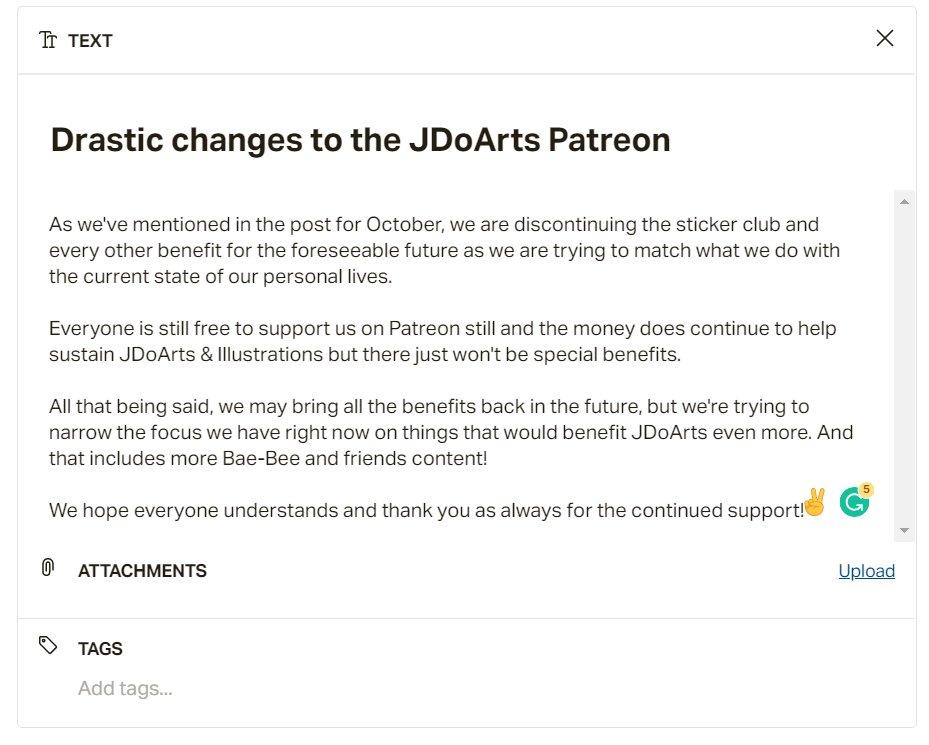 jdoarts's tweet photo. Important notice from us regarding our #Patreon https://t.co/SSYTBfuQw7