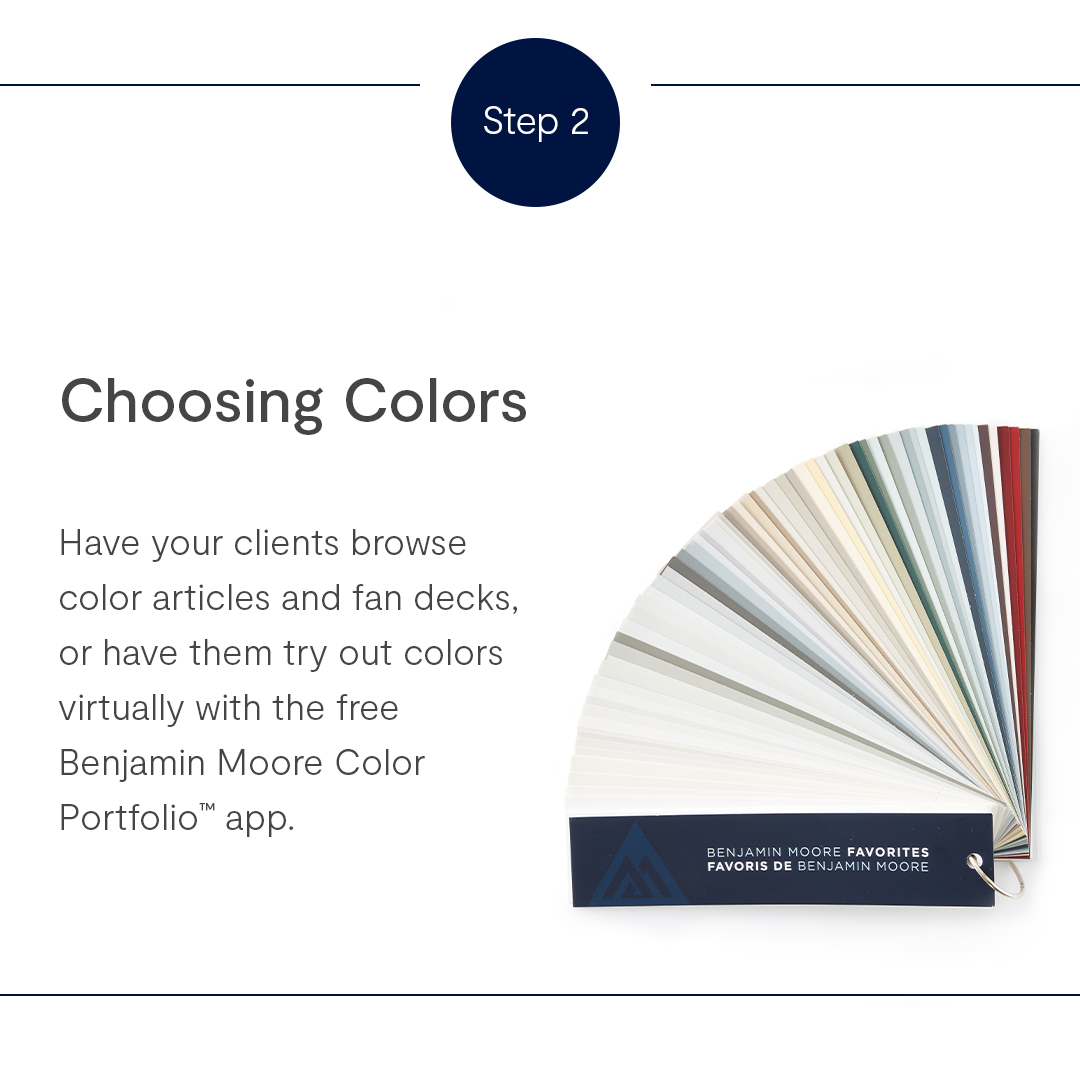 BenMoorePro's tweet photo. Have your clients been asking for help with color selection? We're here to help! Benjamin Moore has the tools to help your customers make their color decision with greater efficiency and peace of mind. Head to the link to read more: https://t.co/m9Ag1BSzis #BenjaminMoorePro https://t.co/4ggMX3jK3n
