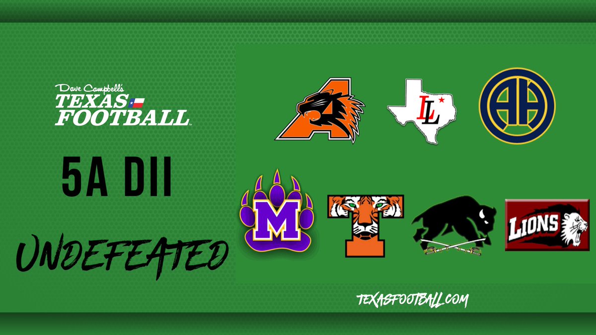 dctf's tweet photo. Retweet if your school is one of the seven remaining undefeated teams in 5A DII! #txhsfb #dctf https://t.co/uuKrpAXNXx