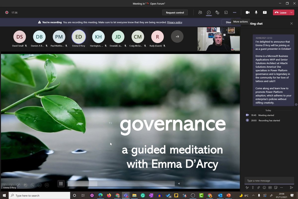 Some guided meditation through #PowerPlatform governance with @TattooedCRMGirl right now.

No more live tweets because I'm just too relaxed for social media.