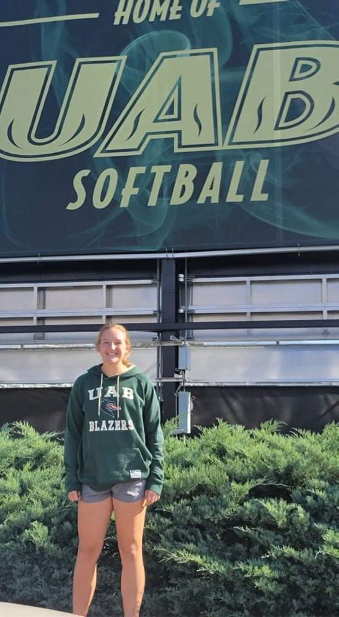 AjKramer2023's tweet photo. I have decided to further my Academic and Softball career at the University of Alabama at Birmingham. I would like to thank my parents, coaches, and teammates for all the sacrafices they have made for me. I can’t wait to be a Blazer!!! Go Blazers https://t.co/zlT0ub3xYK