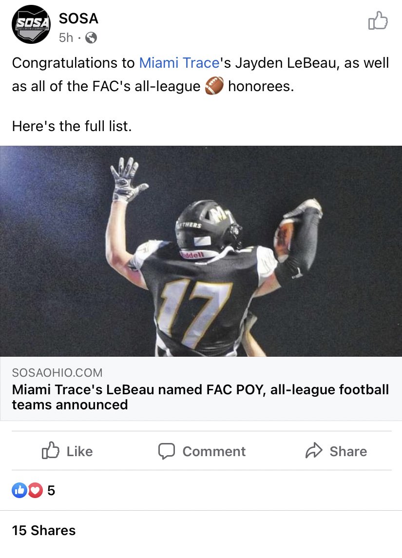 trevonburnside4's tweet photo. I always knew he would make an impact at Miami Trace forever! I couldn’t be more proud of this kid! 🏈❤️ https://t.co/cX7s7DHpLQ