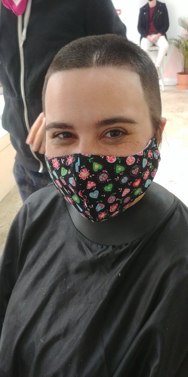 Zefruitbatty's tweet photo. Today was the big day, and my head is now a whole lot lighter! Thank you to everyone who has donated, we've raised an incredible £1000 for @elfcharity which is double my original goal. If anyone wants to keep contributing you can use the link below:

https://t.co/FMyqEHVEJc https://t.co/ZdHTI8UAWg