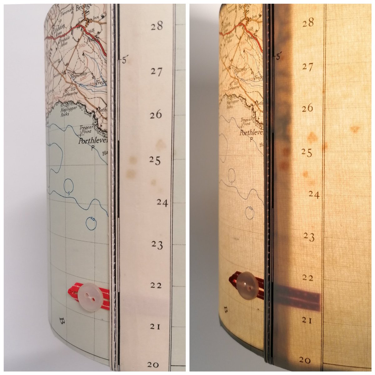paperjennifer's tweet photo. Overlap seam with button loop detail - Beautiful anyway but MAGICAL when lit...
#jennifercollier #contemporarylighting #stitchedpaper #stitchedmap #recycledmap #recycledpaper #vintagemap #sitespecific #bespoke #commission #madebyhandonline #memories #buttonloop #overlap #seam https://t.co/XOaYve6QsO