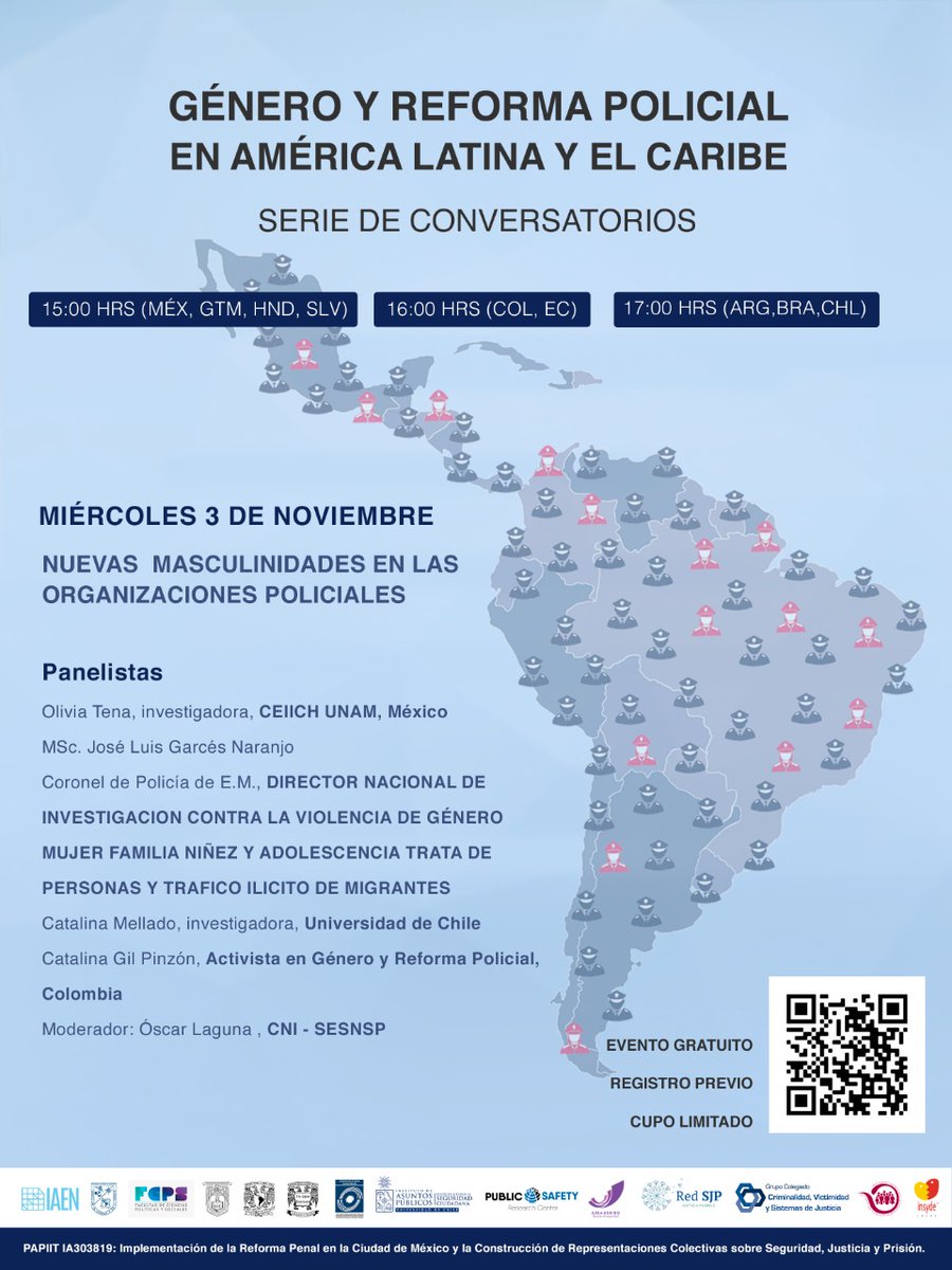 InsydeMx's tweet photo. Este miércoles tenemos una cita para hablar de masculinidades en la policía.
🗓️3 de noviembre
🕐15hrs 🇲🇽-🇭🇳-🇸🇻-🇬🇹 | 16hrs 🇨🇴-🇪🇨 | 18hrs 🇦🇷-🇧🇷-🇨🇱
CUPO LIMITADO EN ZOOM Inscripciones: https://t.co/er7QFf5KoD 
Transmisión en vivo YouTube: https://t.co/9naytfx3Zh https://t.co/55qGqPxCEs