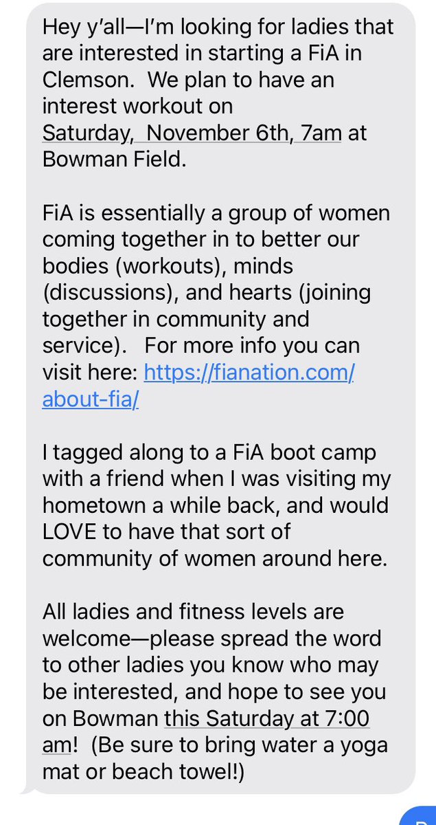 FiaRunningwild's tweet photo. @F3Clemson spread the word!  I’ll be helping with the interest WO! https://t.co/nMPjesGxXN