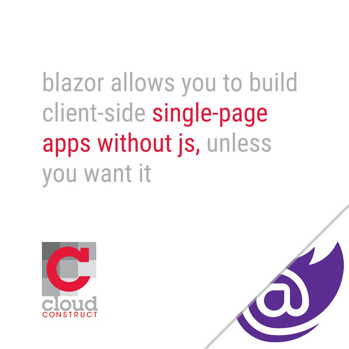 CloudConstruct's tweet image. Things You Should Know About Blazor | We love using #AllTheLatestTech at Cloud, and we love sharing the wealth too! Blazor has been on the rise as of late and our experts are here to break down how it works, and what you should know about it! Check it out #Blazor #Coding #WASM