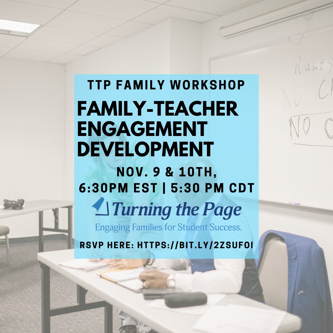 TTPChicago's tweet photo. Learn how to build relationships with your child's teacher and the importance of family engagement in our first virtual family engagement workshop! We will also discuss how to choose the best books for your children.

Register here: https://t.co/JWAQfCQ5ul https://t.co/rh73Rksalw
