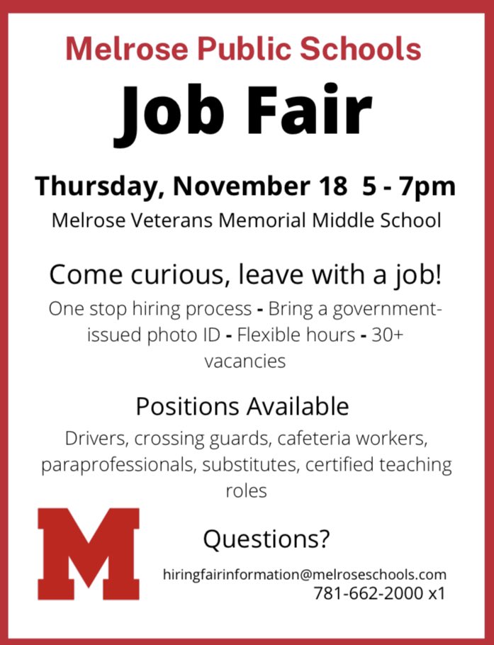 Melrose Public Schools - Job Fair 🍎
