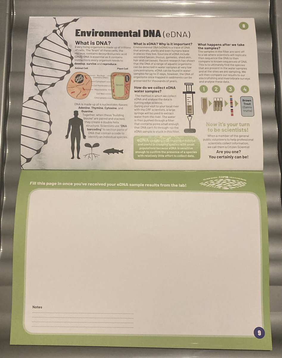Along with the trees and invertebrates, we were able to compare our ‘analogue’ electrofishing data with the ‘digital’ equivalent from eDNA samples (thanks to @bilsby1970 for that observation!). There’s a blank page to allow just that.  #SalmonSchool