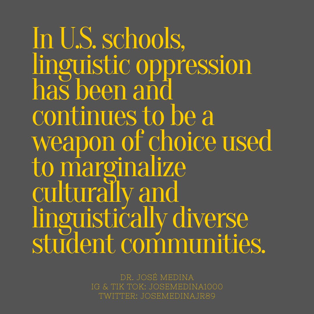 JoseMedinaJr89's tweet photo. #MedinaMondayMessage:  As a U.S. educator, I've been complicit in the linguistic oppression of students I was charged to serve.  I pledge to promote linguistically inclusive educational practices daily and will continue to do so until I take my last breath. #LinguisticLiberation https://t.co/wBR82dypJ1