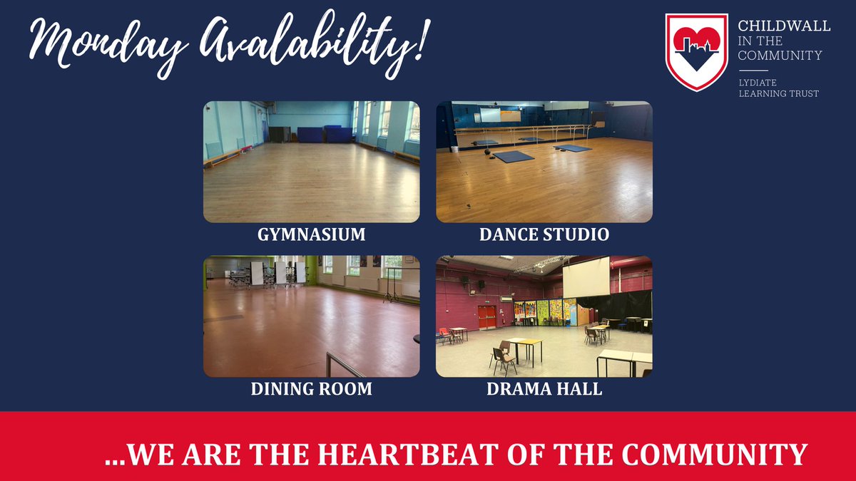 We still have some availability to hire out our facilities on a Monday night! Whether you are a sports team or a community group or just a member of the community looking to hire out a space why not contact us now to discuss your ideas! We are based <a href="/Childwall_acad/">Childwall Academy</a> ! #childwall