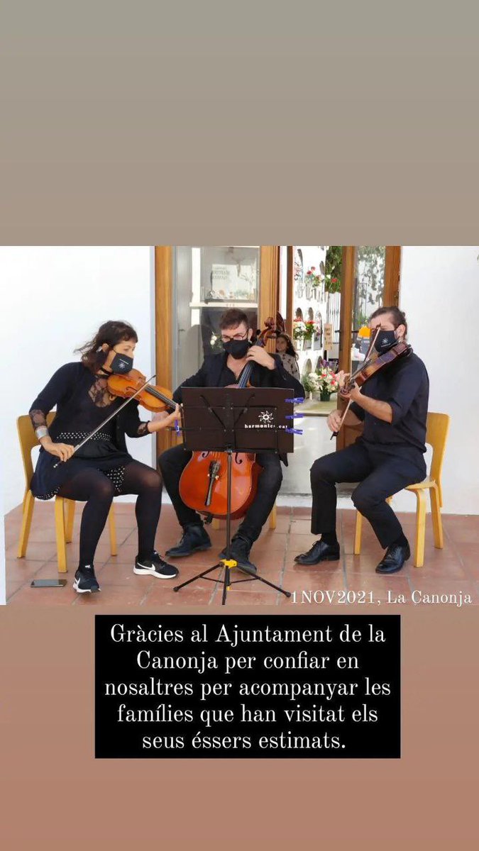 grupharmonics's tweet photo. 1/2 Moltes gràcies a tots els ajuntaments que han confiat en Harmonics i en els seus músics per acompanyar als seus conciutadans en el dia de Tots Sants. Desitgem que la música us hagi acompanyat i reconfortat. "On les paraules fallen, la música parla" H.C.A. https://t.co/kW7H8d37G7