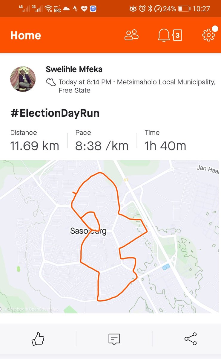lihle_sani's tweet photo. Even if it done after 20:00, it still a #ElectionDayRun #RunningWithTumiSole https://t.co/x4mtcKBchl