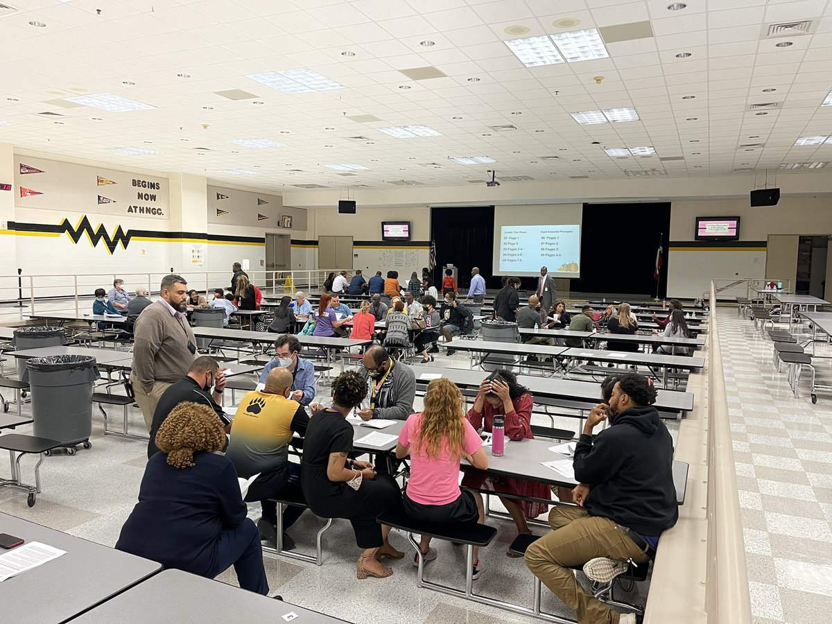 HNGCBears's tweet image. @HNGCBears Teachers in groups discussing professional articles  on improving grading and recognizing “glows” and possible “grows” in practice #StaffMeeting #ProfDevt #HNGCstrong #HNGCproud