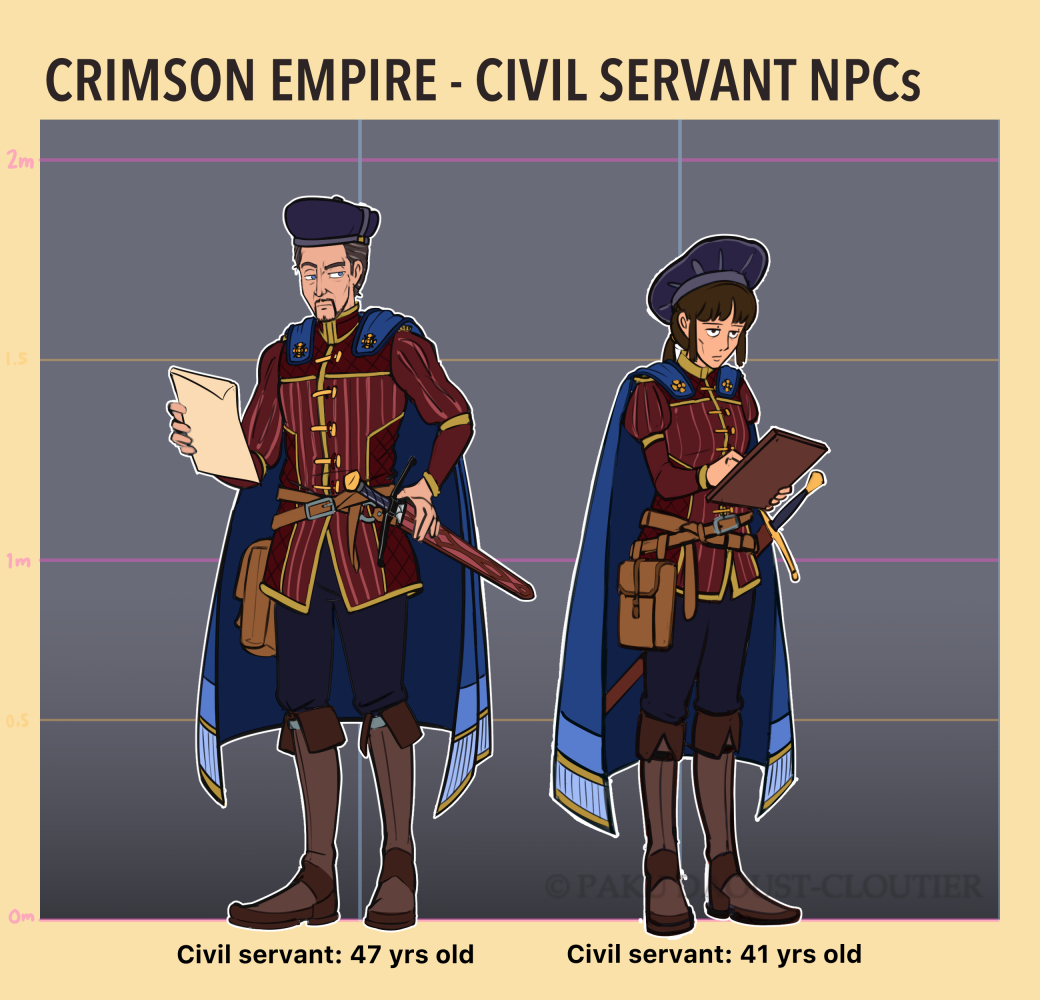 Paku_dc's tweet photo. In the Crimson Empire, civil servants receive a very comprehensive education. Although their work is often administrative they need to be in excellent physical shape and know various combat styles.
#civilservant #conceptart #rpggame #fantasy #gameconcept #npc #npcconcept https://t.co/opKFPRTqUX