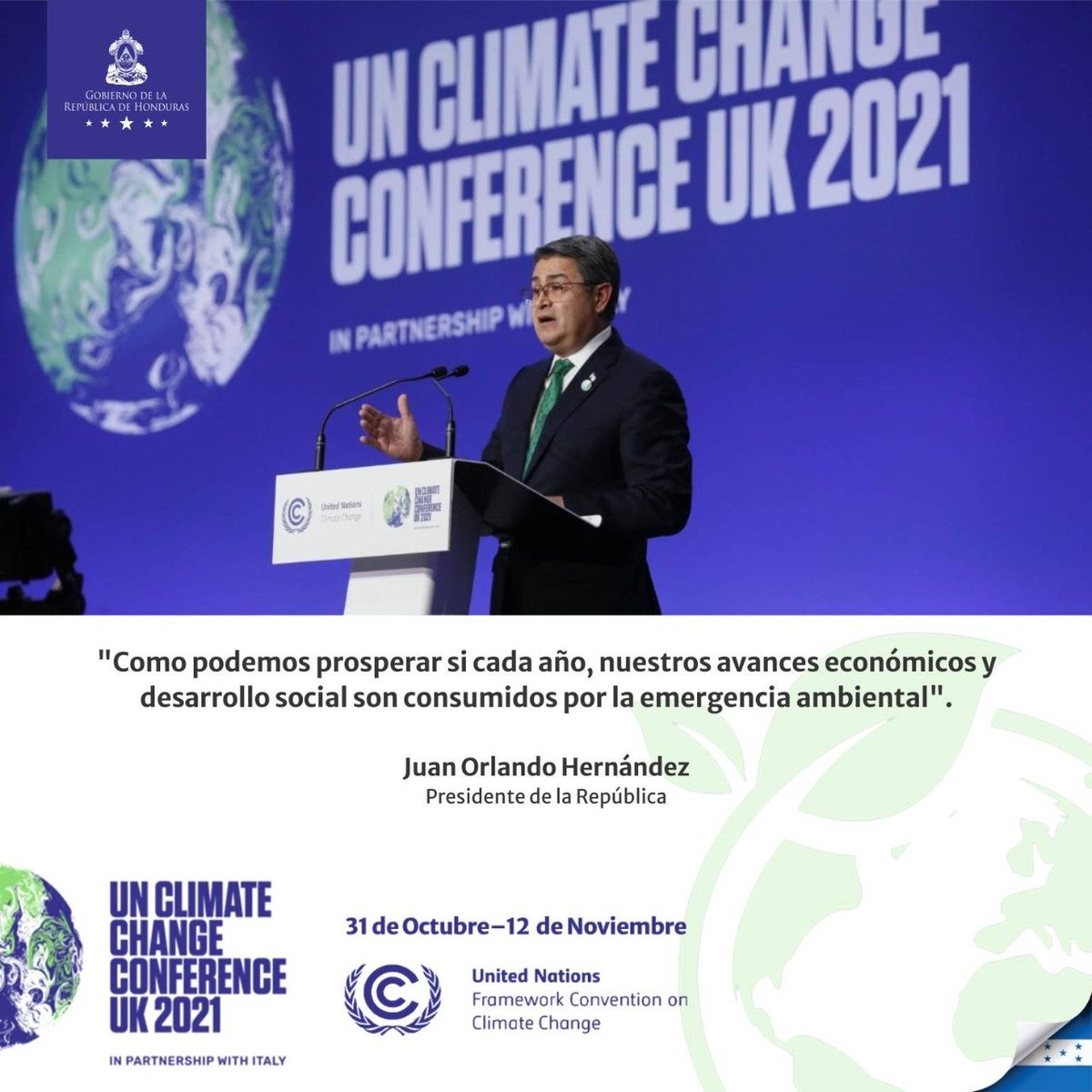 johvolvera's tweet photo. Pdte.@JuanOrlandoH ante más de 200 líderes mundiales en la #COP26:

Los resultados deben ser hoy, el mañana no existe para hacerle frente al cambio climático

#HondurasEnCOP26 

⬇️ ⬇️ ⬇️ https://t.co/3V1TwokGlG https://t.co/ZTa5JKZ6h7