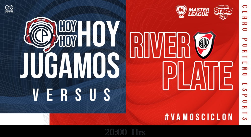 eSports_CCP's tweet photo. ¡Hoy juega el ciclón! 🔵🔴🌪️

A las 20:00 Hrs ⏰ 

En la @masterleaguela en un súper partido contra @RiverPlateGames 

Transmitido en: https://t.co/4Dr65s7tuF

VAMOS CICLON 🔵🔴

#vamosciclon
#masterleague
#esportsccp🔵🔴
#esports
#brawlstars https://t.co/CUBBjK35Ob