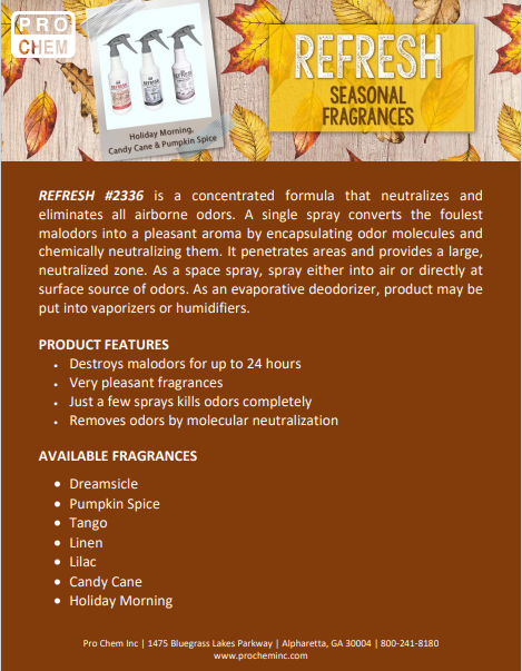 ProChemInc's tweet photo. Make a purchase in the month of November and try a complimentary sample of REFRESH, our concentrated neutralizer. One spray is all you need. Be sure to request your sample when placing your next order!  
Learn more: https://t.co/YSA9sgw4qP
#sample #fragrances #odorneutralizer https://t.co/ly57RnQmK0