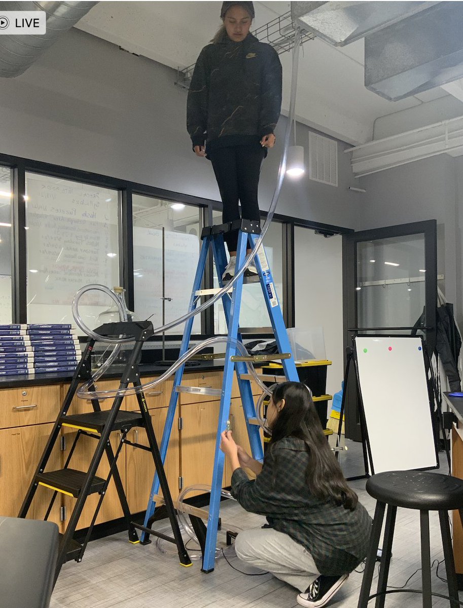 NancyTrent4Math's tweet photo. Two of my senior girls in AP Physics are testing the velocity of a marble after going through a roller coaster they created @WeAreAda https://t.co/d5jewmYqnR