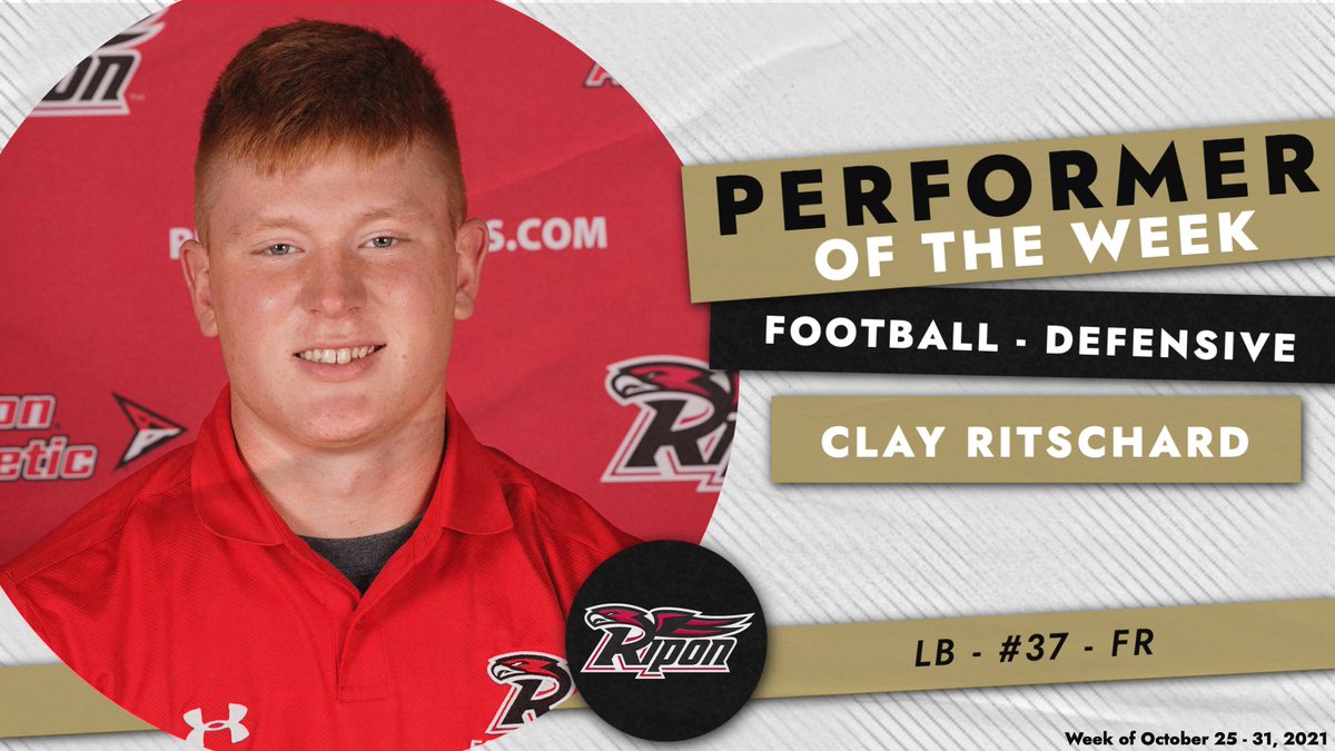 Midwest Conference (@mwcsports) on Twitter photo MWC Football Defensive Performer of the Week: Clay Ritschard, Ripon College <a href="/RiponRedHawks/">Ripon Red Hawks</a> <a href="/RiponRedHawkFB/">Red Hawk Football</a> MWC Football Defensive Performer of the Week: Clay Ritschard, Ripon College <a href="/RiponRedHawks/">Ripon Red Hawks</a> <a href="/RiponRedHawkFB/">Red Hawk Football</a>