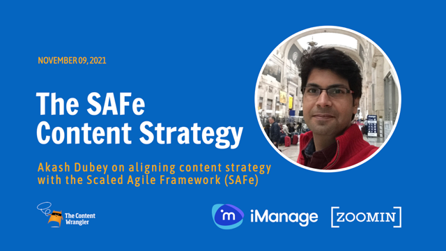 DITAStrategies's tweet image. Akash Dubey, director of tech pubs and localization at iManage, talks about the scaled agile framework (SAFe) — one approach being adopted by engineering teams to address problems associated with scaling beyond a single team.
#techpub #technicalwriters
buff.ly/3BsJtub