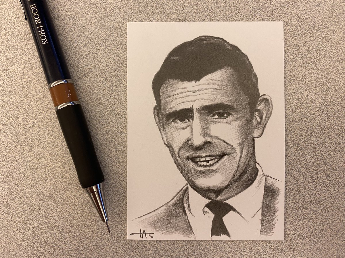 TASdesign's tweet photo. This is my quick sketch of Rod Serling, the creator of one of the greatest shows ever on television, “The Twilight Zone.”
#rodserling #twilightzone #classictv #kohinoor #kohinoorusa #chartpak https://t.co/SVH8z5t0jN
