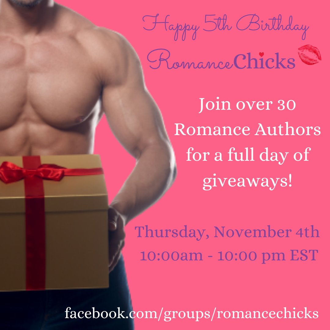 RomanceChicks's tweet photo. The Romance Chicks Facebook Group is having a Birthday Party on November 4th! Join the group so you don't miss all the fun! https://t.co/sNNSe6AbFF #Giveaways #RomanceBooks #RomanceReaders https://t.co/yoPBWwZ8Ep