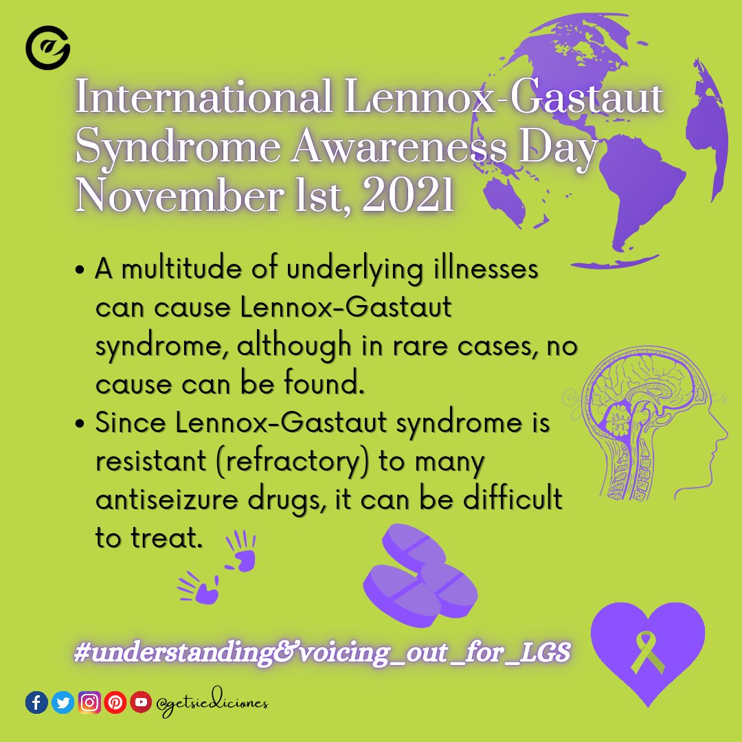 getsiediciones's tweet photo. International Lennox-Gastaut Syndrome Awareness Day, November 1st, 2021💜 
#childhoodepilepsy #childhoodepilepsyawareness #november #nov1 #LGSawareness #neuroscience #health #infants #medicalscience #Epilepsy #LennoxGastautSyndrome
#getsiediciones https://t.co/hlvqRHpin3