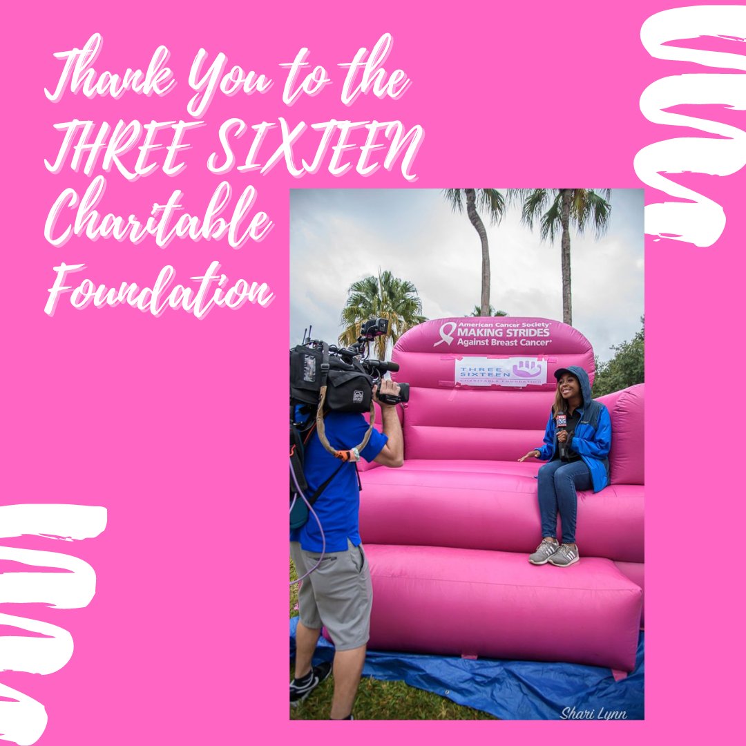 Many thanks to the THREE SIXTEEN Charitable Foundation for sponsoring the Big Pink Chair this year!  

#OrlandoStrides #AttackingCancer #SponsorsSaveLives #ThankYou