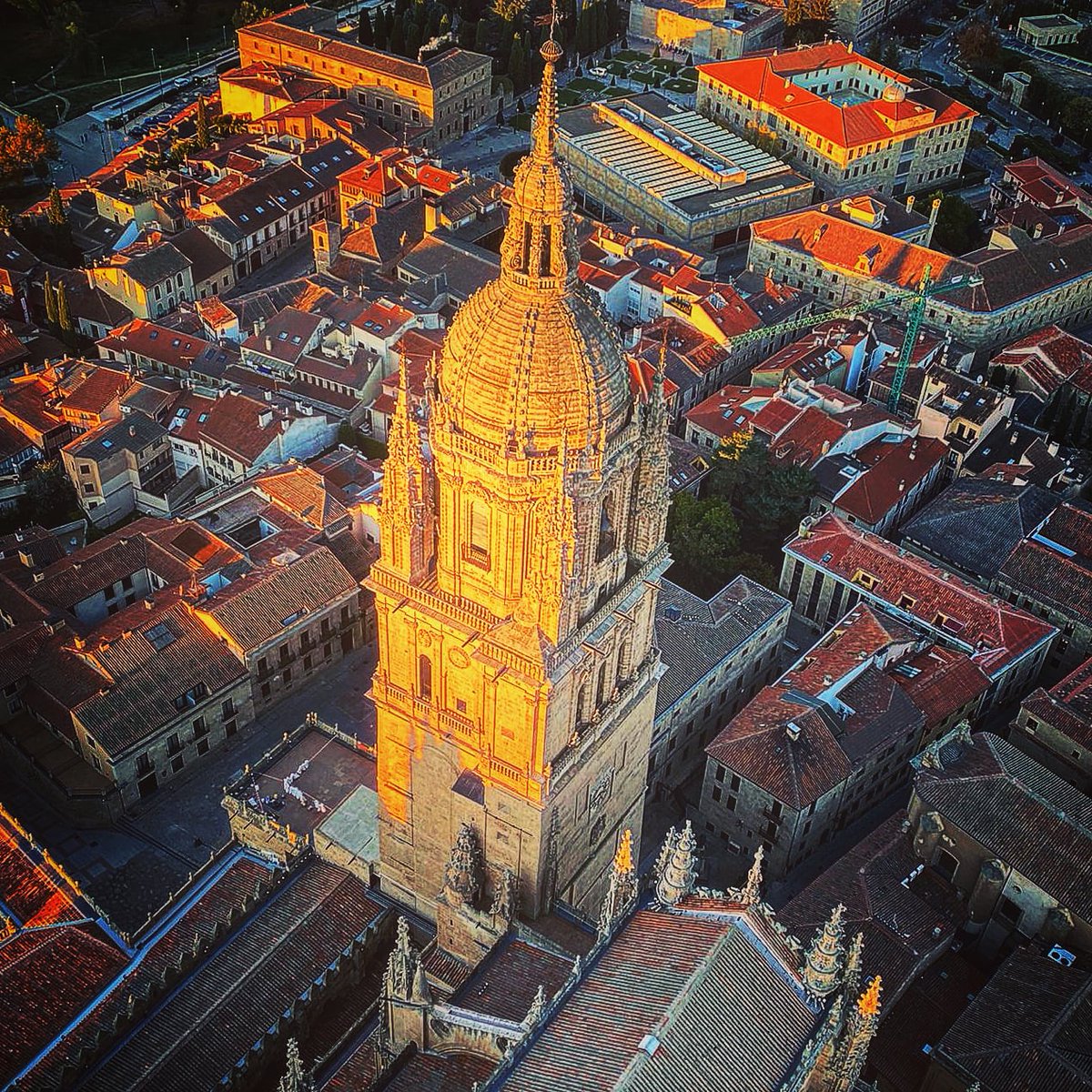 _P_nx's tweet photo. La Catedral Nueva de Salamanca, con su torre de campanas de 110 metros de altura desde la base hasta la veleta, es la catedral más alta de España y cuenta con el segundo campanario más elevado, sólo superado por los 112 metros de la Sagrada Familia de Barcelona. https://t.co/txxVphRd14