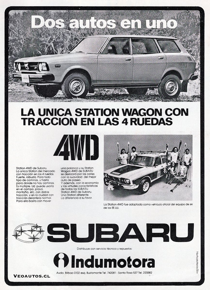 VeoAutos's tweet photo. Subaru Leone Station 4WD, campaña lanzamiento marca en Chile, 1977.

+ Info link https://t.co/vIeSgPI8o4

#subaruleone #subaru4wd #subaru @Subaru_Chile @addict_car @thecarfactoids @YesterdaysDrive @RiveraNotario @publichilensis https://t.co/GgwlIjkgQ8